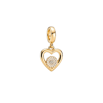 Marguerite Flower Love charm 4 mm forgyl, fra Christina Jewelry & Watches